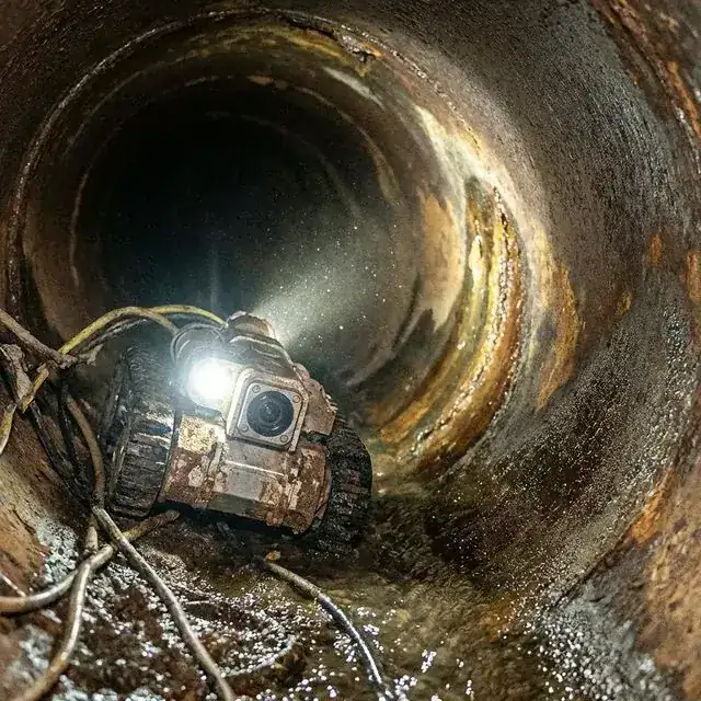 Técnico realizando inspección de tuberías con cámara en Albacete